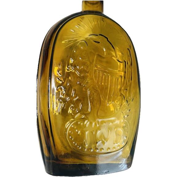 Vintage Franklin TWD Yellow Glass Bottle Lady Liberty American Eagle Collector - Picture 6 of 12